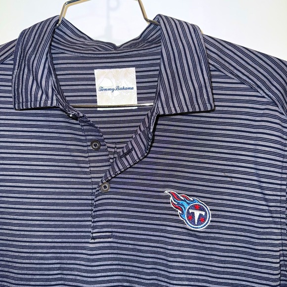 Tommy Bahama Other - Tommy Bahama Tennessee Titans Polo Shirt Mens L Blue Stripe NFL Embroidered